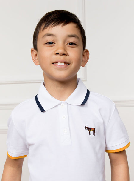 Children's White Tipped Polo Shirt